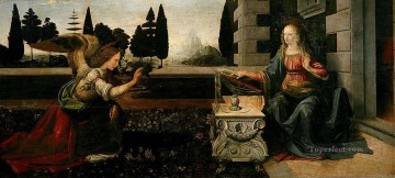 Leonardo da Vinci Painting - The Annunciation Leonardo da Vinci